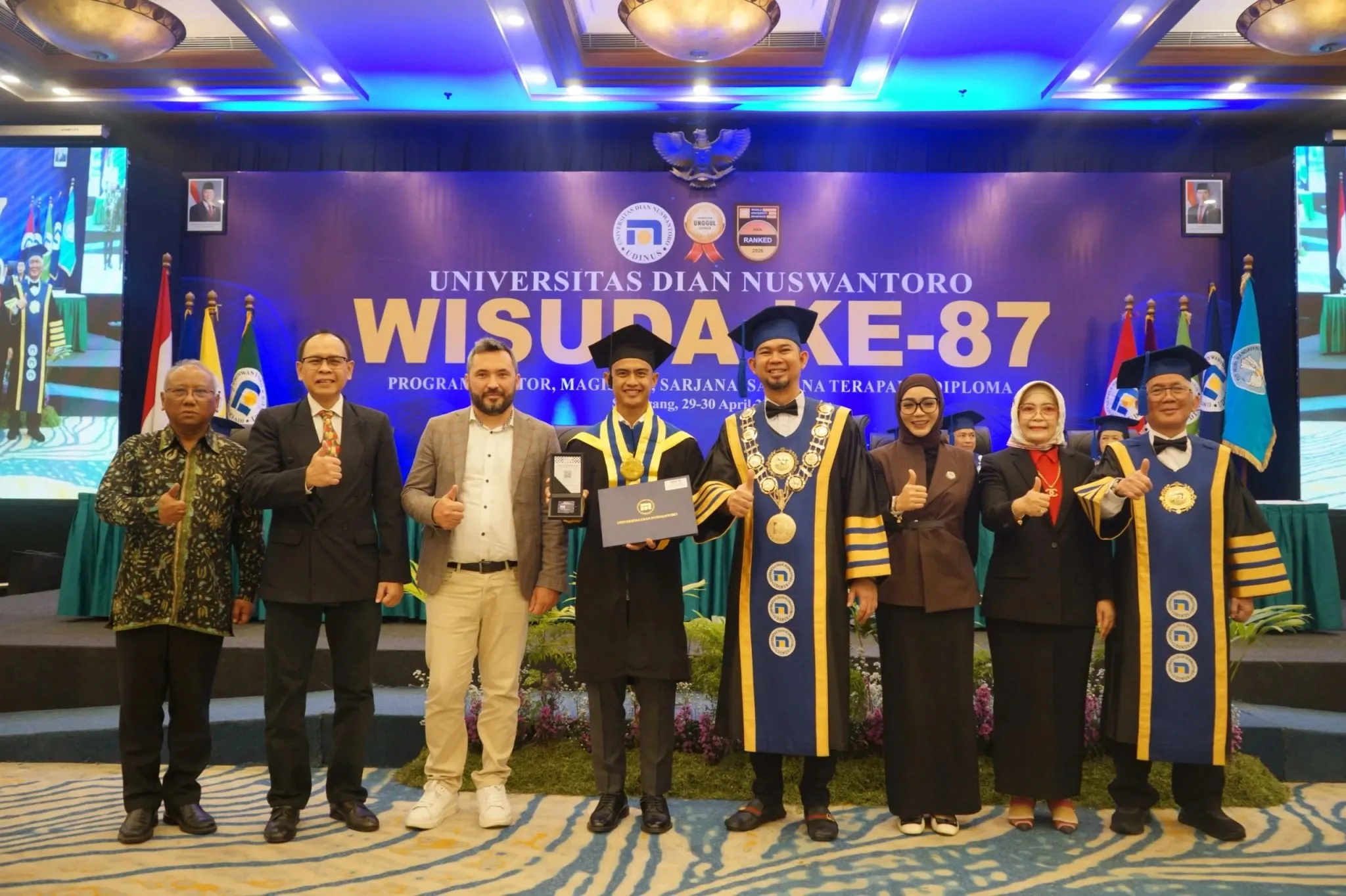 Sealbound blockchain diploma presented at Universitas Dian Nuswantoro graduation ceremony in Semarang, Indonesia, 2026